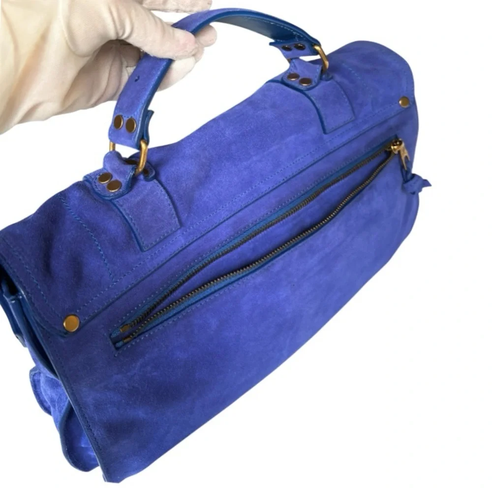 🆕🩷PROENZA SCHOULER Iconic Suede PS1 Shoulder Bag Satchel • *LARGE* • COBALT BLUE